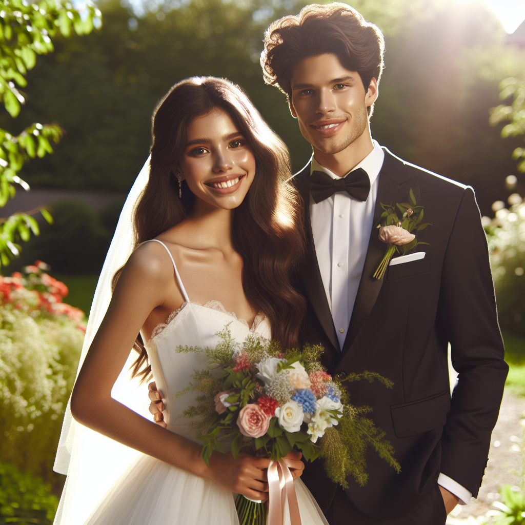 Realistic stock image of a wedding couple